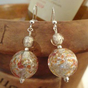 Handmade white gold Murano earrings